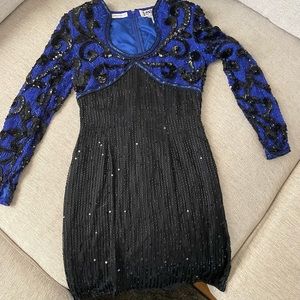 80’s Vintage Silk Sequin Beaded Cocktail Dress